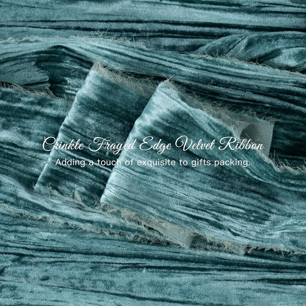 Steel Blue Velvet Ribbon 3 inch Blue Frayed Velvet Ribbon Crinkle Silk Velvet Ribbon for Wreaths Sash, Christmas Tree Decor, Flower Bouquet, Gift Wrapping, Bows, Wedding Decor-3 Yards